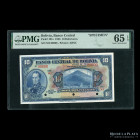 Bolivia. Banco Central. Specimen 10 Bolivianos 1928. PMG65