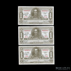 Bolivia. Banco Central. 3 x 1 Boliviano 1928. Nro bajo. Pick 128b