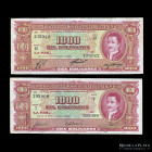 Bolivia. Banco Central. 2x 1000 Bolivianos 1945. Pick 149