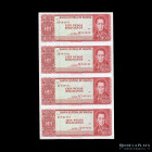 Bolivia. Banco Central. Plancha 4 x 100 Bolivianos 1962 AZ sin cortar