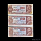 Bolivia. Banco Central. 3 x 100.000 Pesos Bolivianos 1984. Pick 171a