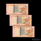 Bolivia (Estado Plurinacional) 3 x 20 Bolivianos consecutivos bajos