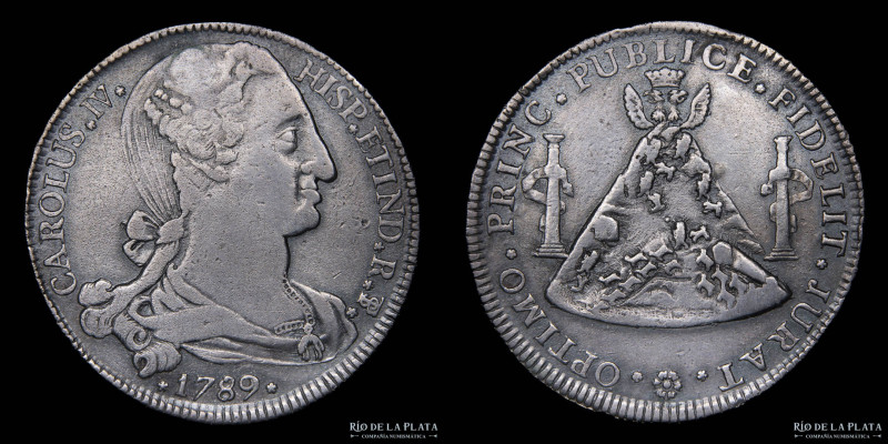 Potosí. Carlos IV (1789-1808) 8 Reales 1789 . Medalla de Proclama. AG.896; 39mm;...