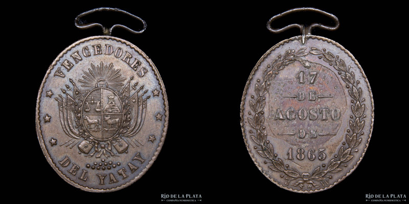 Uruguay. Premio Militar. 1865. Guerra Triple Alianza. Batalla de Yatay. CU; 28mm...