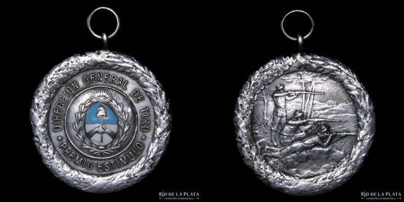 Argentina. Tiro. Dirección General. Premio al estímulo. Plata esmaltada; 33mm; 1...