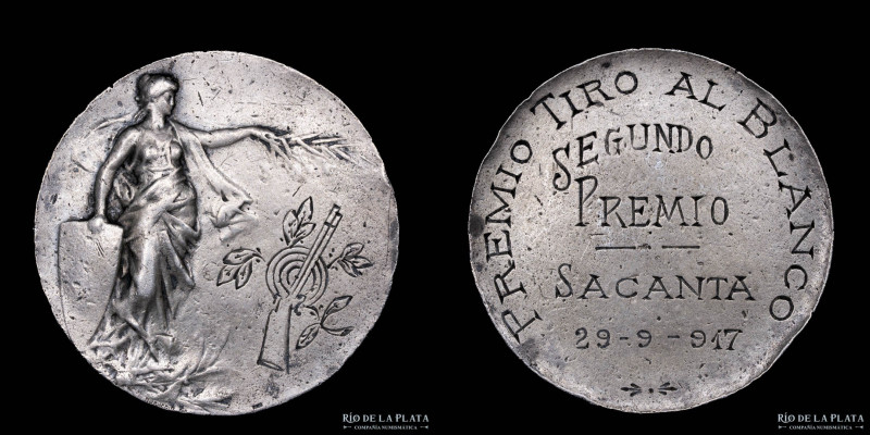 Argentina. Tiro. 1917. Premio de Tiro al Blanco. Sacanta. Córdoba. AG; 50mm; 47....