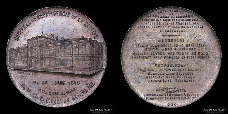 Argentina. Medicina. 1898. Hospital Nacional de Alienadas. Sociedad de Beneficie...