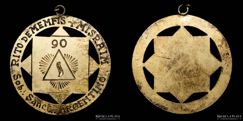 Argentina. Masónica. Irregular. Rito de Memfis y Misraim. Bronce; 36mm; 8.11g. (...