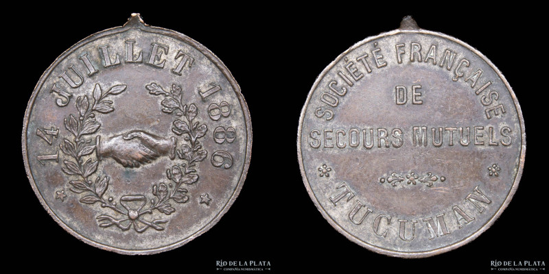 Argentina. 1886. Sociedad Franciasa. Tucumán. CU; 24mm; 4.54g. (XF)
Estimate: U...
