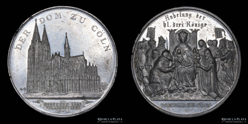 Alemania. 1880. Cologne Cathedral inauguration. Metal Blanco; 50mm; 44.67g. (XF)...