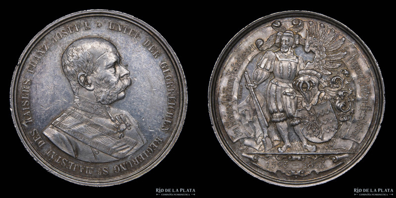 Austria. Francis Joseph I. Silver medal 1893. 300° Opava Shooting Company. Silve...