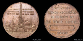 Francia. 1889. Token. Ascention to the top of the Eiffel tower
