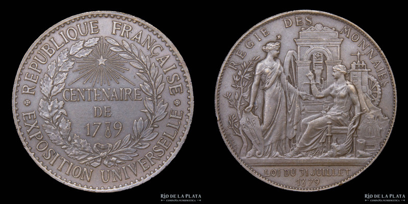 Francia. Universal Exposition. Centenaire de 1789 by A. Borrel (1879). Cu; 32.5m...
