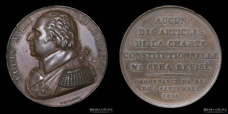 Francie. Luis XVIII 1814-1824. 1816. Confirmacion de la carta de 1814. Bronce; 4...