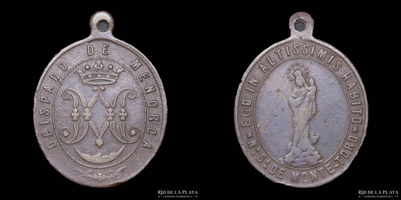 España. ND. Obispado de Menorca. Ntra. Señora del Monte-Toro. CU; 39x29mm; 12.98...
