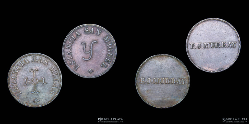 Argentina. Ficha. Lote x2 de PJ Murray. Estancia Las Mulas y Estancia San Miguel...