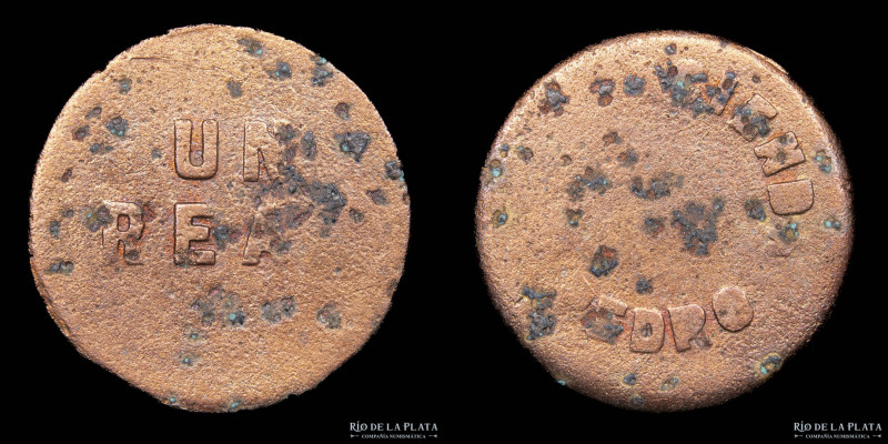 Argentina. Ficha. Jujuy. Hacienda San Pedro. Valor 1 Real. Cobre; 20.0mm; 3.60g....