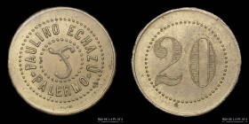 Argentina. Ficha Valor 20. Paulino Echazu. Palermo. Salta