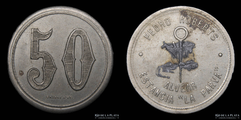Argentina. Ficha. Esquila. Valor 50. Estancia La Parva. Pedro Roberts. Alvear. M...