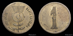 Argentina. Ficha. Esquila. 1 Vellon. Santa Catalina. William Grant. Azul