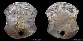 Argentina. Ficha. Un animal vacuno. Brete Nº 45. Administracion de corrales.
