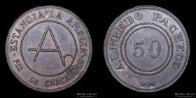 Argentina. Ficha. Valor 50. Estancia La Amelia. Alfredo Pacheco. Chacabuco.