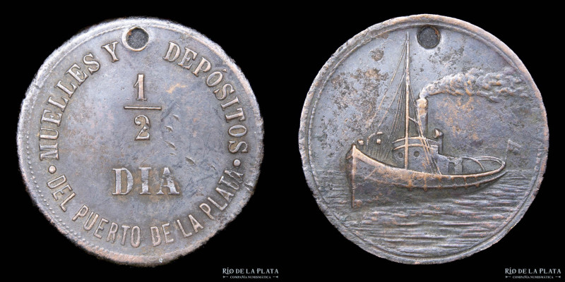 Argentina. Ficha. 1/2 Día. Muelles y Depósitos del Puerto de la Plata. CU; 25mm;...