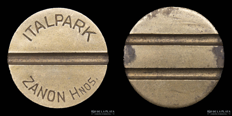 Argentina. Ficha Italpark. Años 60s. Bronce; 25.0mm; 5.8g. A: ITALPARK/ZANON HNO...