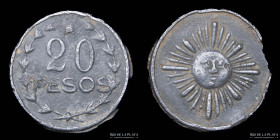 Argentina. Ficha. 20 Pesos. Sol con rostro. A identificar