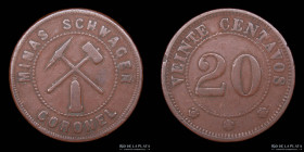 Chile. Ficha. 20 Centavos. Minas Schwager. Coronel