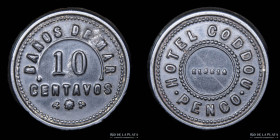 Chile. Ficha 10 Centavos. Hotel Coddou. Penco. Baños de mar.  C.1900