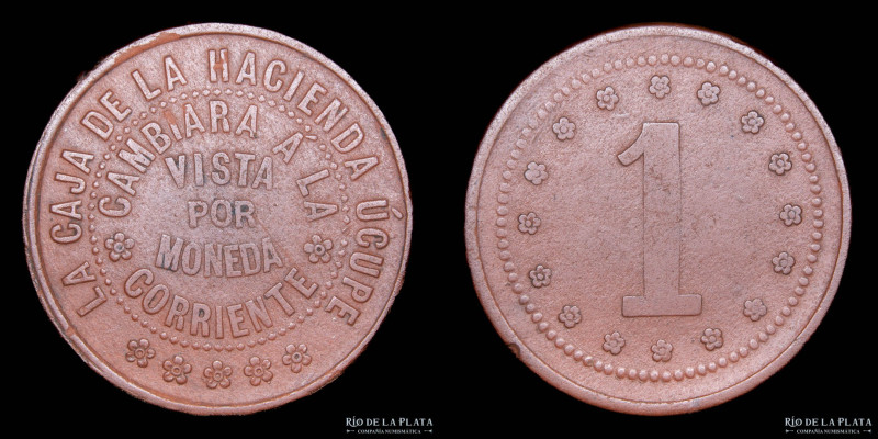 Perú. Ficha Hacienda Ucupe Valor 1. Cuero; 36.5mm; 4.80g. (XF)
Estimate: USD 25...