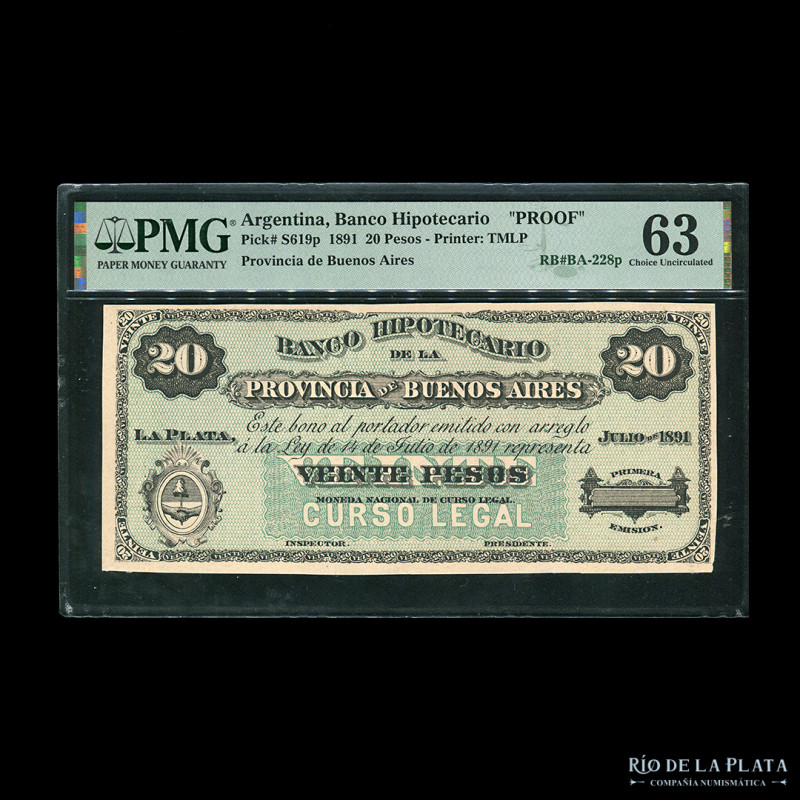 Argentina. Banco Hipotecario de la Provincia de Buenos Aires. Prueba 20 Pesos Mo...