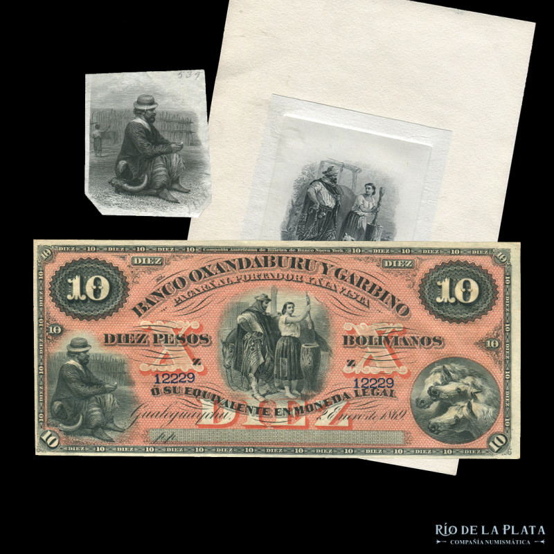 Argentina. Entre Ríos. Banco Oxandaburu y Garbino (Gualeguaychú)10 Pesos Bolivia...