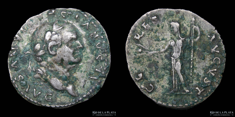 Vespasian (69-79AD) AR Denarius. Rome mint (Struck 78-9AD) 19mm; 3.5g. A: CAESAR...