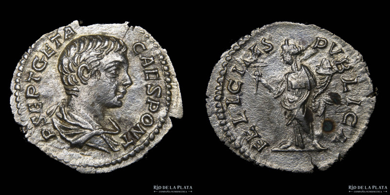 Geta as Caesar (198-209AD) AR Denarius. Rome mint (200-202AD) 19.5mm; 2.9g. A: P...