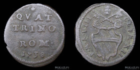 Papal States. Clement XII. 1 Quattrino 1738. KM883