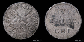Papal States. Benedict XIV. Muraiola of 2 Baiocchi 1747. KM1159