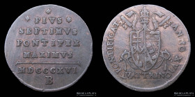 Papal States. Pius VII. Quattrino 1816. KM1276.3
