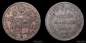 Papal States. Gregory XVI. 1/2 Baiocco 1836. KM1319