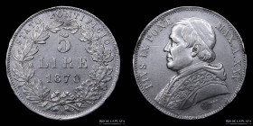 Papal States. Pius IX. 5 Lire 1870 R. KM1385