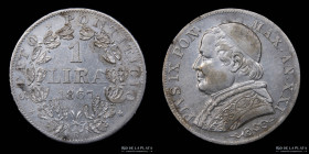 Papal States. Pius IX. 1 Lira 1867 R. KM1378
