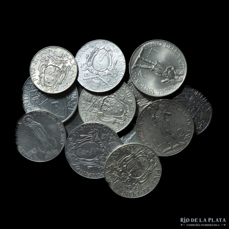 Papal States. Pius XI. Vatican City mix x 12 coins. (XF-UNC) 
Estimate: USD 35 ...