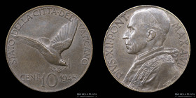 Papal States. Pius XII. 10 Centesimi 1945. KM32