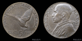Papal States. Pius XII. 5 Centesimi 1945. KM31