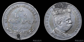 Italian Eritrea. Umberto I. 2 Lira 1890. KM3