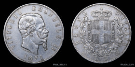 Italy. V. Emanuele II. 5 Lire 1871 M BN. KM8.3