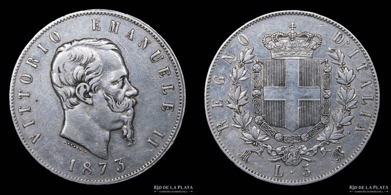 Italy (Kingdom) Vittorio Emanuele II (1861-1878) 5 Lire 1873 M BN. Milan mint. A...