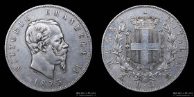 Italy. V. Emanuele II. 5 Lire 1873 M BN. KM8.3