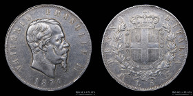 Italy. V. Emanuele II. 5 Lire 1874 M BN. KM8.3